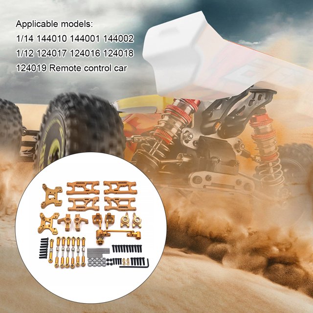 RC Vehicle Front Rear Swing Arm Model Truck Bearings durable and solid; Steering Cup Upgrade Part Set Replacement for Wltoys 44010 144001 144002 Gold