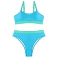 thumbnail image 4 of UTSJKR Women High Waisted Bikini Sets Color Block Swimsuits 2 Piece Bathing Suits Tummy Control Sporty Teens Blue L, 4 of 4