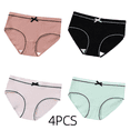 thumbnail image 2 of LYMAYTER Young Girls Bow Decor Underwear Breathable Ribbed Cotton Comfortable Triangle Panties for Daily Use 4pcs, 2 of 8