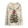 thumbnail image 4 of Women's Casual Fashion Long-Sleeve Zip-Up Hoodie with Christmas Print, Knitted Pullover for Comfortable Wear and Style,Beige,L, 4 of 8