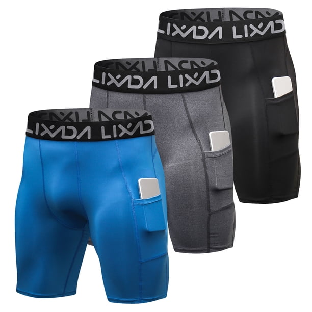 Pantalones cortos de hombre - Pack de 3 pantalones cortos deportivos para hombre ropa interior de entrenamiento activo con bolsillo