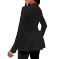 thumbnail image 3 of ITSAME Womens Long Sleeve Coat Open Front One-Button Ruffle Hem Ladies Fashion Casual Jacket Black Size XL, 3 of 6
