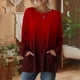 thumbnail image 2 of TaTaai 2026 Fall Womens Gradient Long Sleeve Tee Round Neck Loose Blouse With Pockets Casual Solid Color Fashion Top Soft Stretchy Polyester Daily Gift, 2 of 7