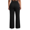 thumbnail image 6 of Women's Plus Size Flare Dress Pants High Waist Split Hem Bootcut Pants Soft Stretch Pull On office Work Casual Pants with Pockets Black, 6 of 7