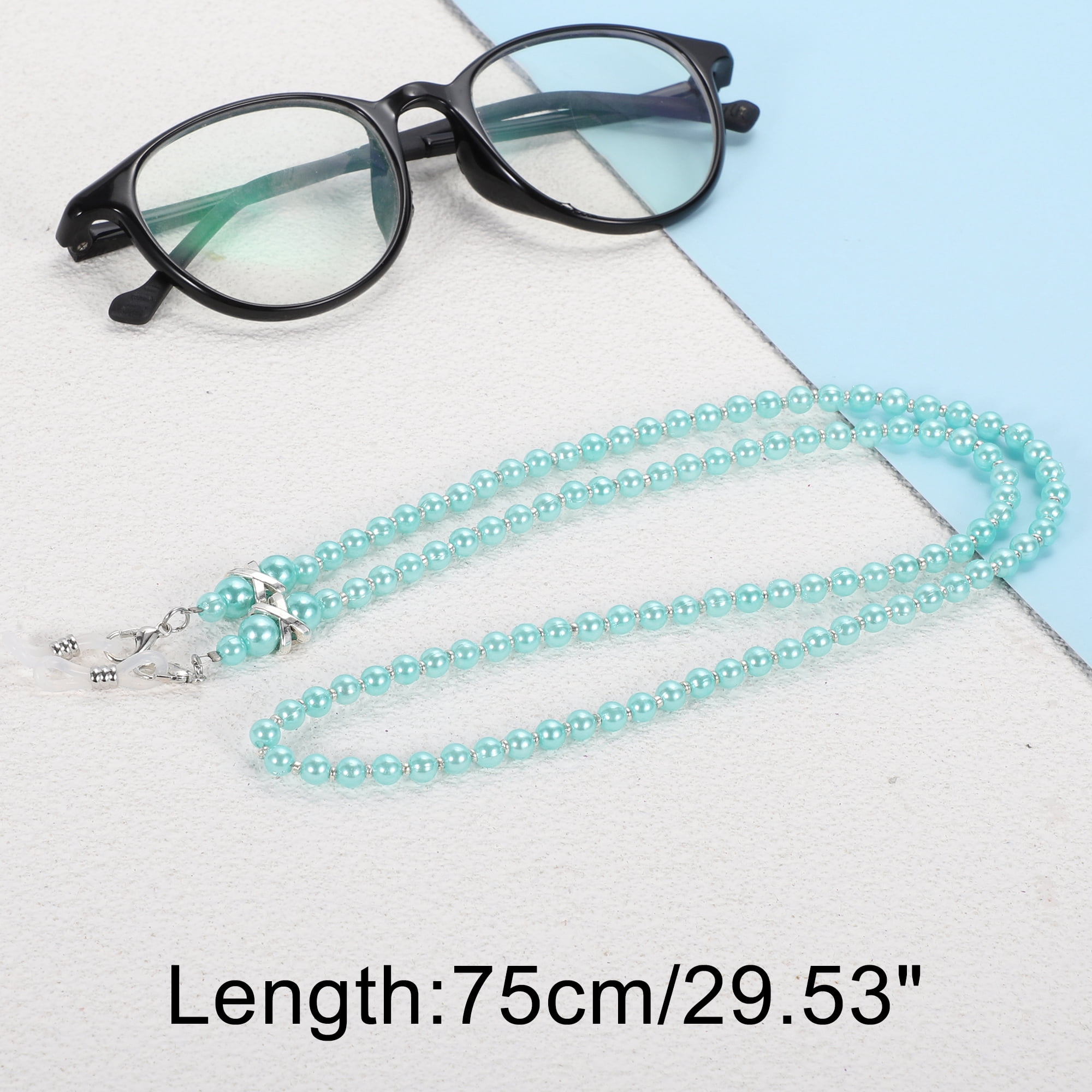 Unique Bargains Imitation Pearl Pattern Eyeglass Chain 29.53" 1 Pc Light Blue