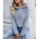 thumbnail image 2 of Sudadera con capucha borrosa para mujer, sudadera de manga larga, holgada, informal, de color puro, para el trabajo diario, citas, azul, L, 2 of 8