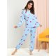 thumbnail image 2 of Pijama de Franela Lindo Impreso Allegra K Manga larga Top y Pantalones Para Dormir Suave Conjuntos Invierno Para Mujeres Fresa azul XL, 2 of 6