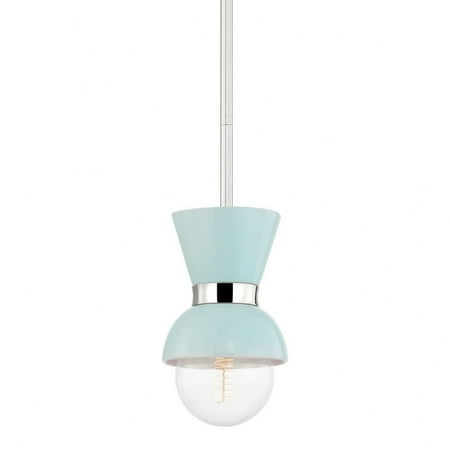 

1 Light Pendant-6 inches Wide Polished Nickel/Ceramic Gloss Robins Egg Blue Bailey Street Home 735-Bel-4623870