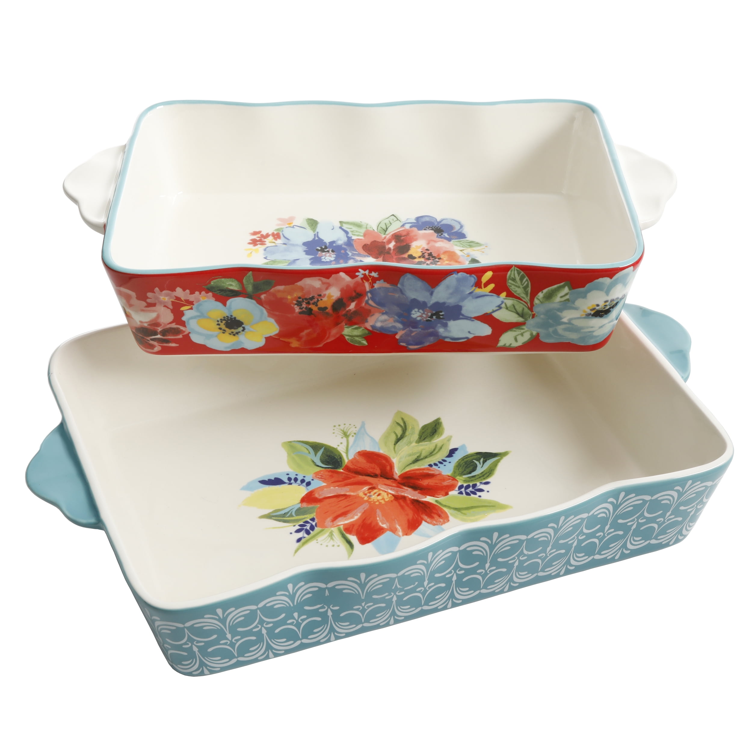The Pioneer Woman Merry Meadows 2-Piece Rectangular Ceramic Holiday Bakeware Set, Size: Assorted