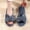 Blue, variant on Women Bow House Slippers,Striped Corduroy Open Toe Slide Slippers,Soft Non Slip Flat Indoor Warm Slippers