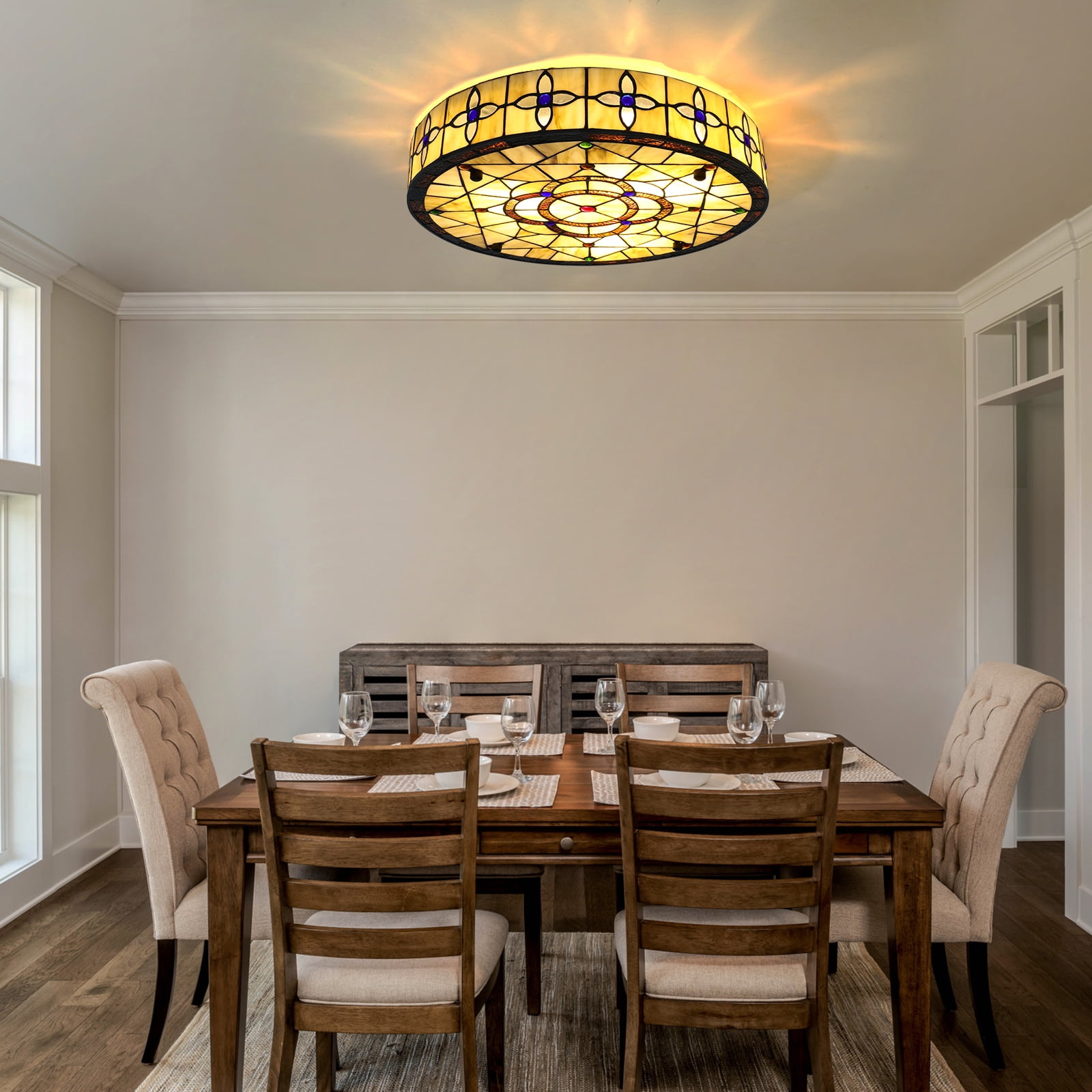 16'' Ceiling Lamp Round Ceiling Light Colorful for Bedroom Living Room Hotel