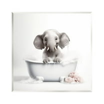 Stupell Industries Baby Elephant Bath Animals & Insects Painting Unframed Art Print Wall Art, 12 x 12