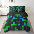 thumbnail image 2 of Homewish Boys Girls Pixelated Miners Twin Bedding Sets 7-Piece,Geometric Plaid Bedding Comforter Set Microfiber,Building Blocks Breathable Sheet Sets,Luxury Bedroom Decor,Reversible, 2 of 8