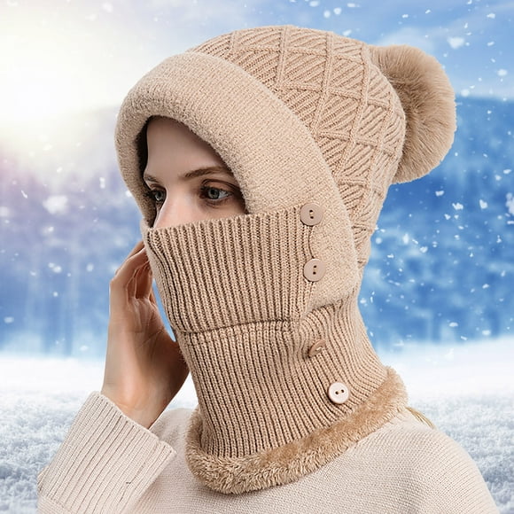 Bomber Hats Women Winter Outdoor Riding Headgear Cold-Proof Ski Cap Warm Bib Face Mask Integrated Cold-Proof Hood Hat Bomber Hats