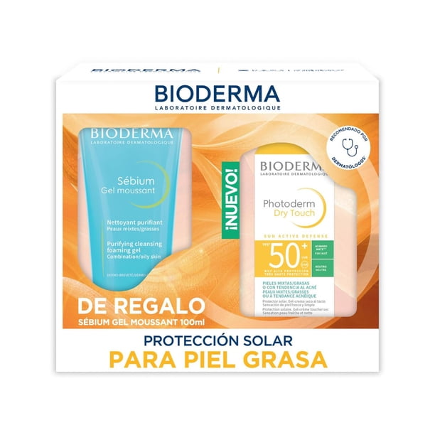 Pack Protector Solar Photoderm Dry Touch Neutro BIODERMA + Limpiador Facial Sébium Gel Moussant Piel