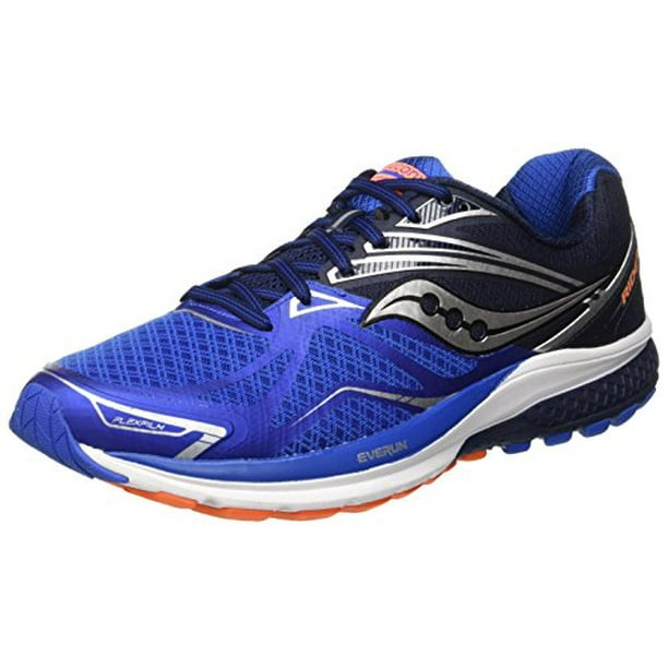 Saucony Saucony Men's Ride 9 Running Shoe, Grey/Blue/Orange, 12.5 M
