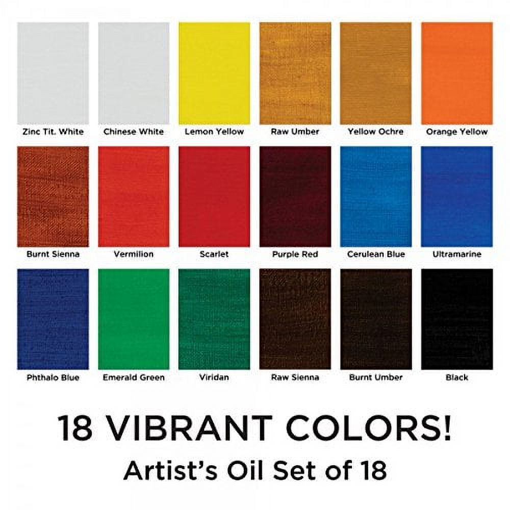 Marie's Extra-Fine Artists' Oil Paint Set, Highly Concentrated Colors - Oil Based Paint Set of 18, 12ml Tubes Vibrant Colors Paint Assortment