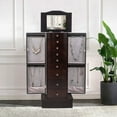 thumbnail image 2 of Kepooman Jewelry Armoire Storage Chest Necklace with Inside Makeup Mirror, Rear Storage Shelves, Walnut, 2 of 10