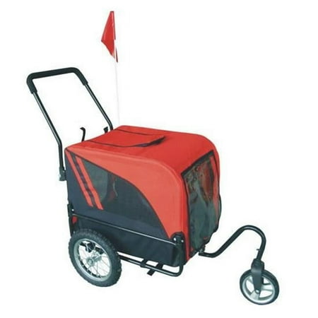 Online Gym Shop Elite-Jr Dog Pet Bike Trailer & Stroller with Swivel Wheel Red & Black