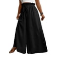 thumbnail image 2 of Palazzo Wide Leg Pants Woman Flowy High Waisted Pants 2026 Elastic Waist Drawstring Trousers Summer Plus Size Outfits Black 4XL, 2 of 4