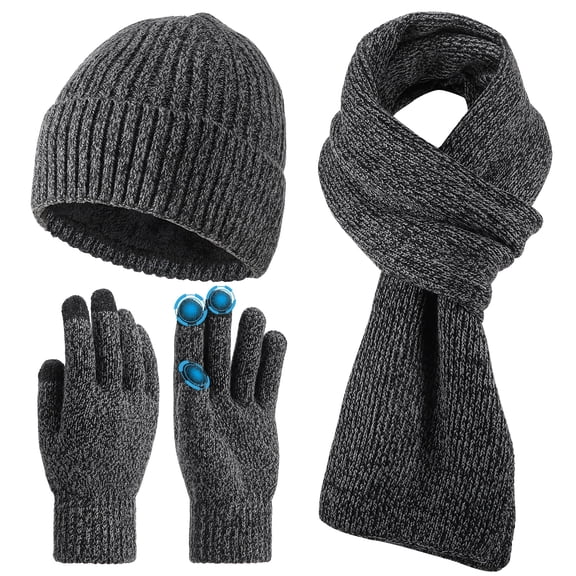 Bocaoying 3-in-1 Thick Winter Hat Scarf Gloves Set for Men and Women, Touch Screen Gloves, Warm Lined Beanie, Soft Scarf, Ideal Gift for Holiday Birthday