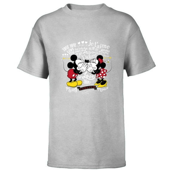 Disney Mickey & Minnie Mouse Love in Any Language Valentine - Short Sleeve T-Shirt for Kids - Customized-Athletic Heather