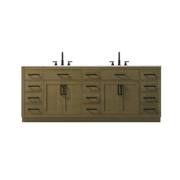 Elegant Kitchen and Bath Alden 84 Inch Double Bathroom Vanity In Chestnut Brown