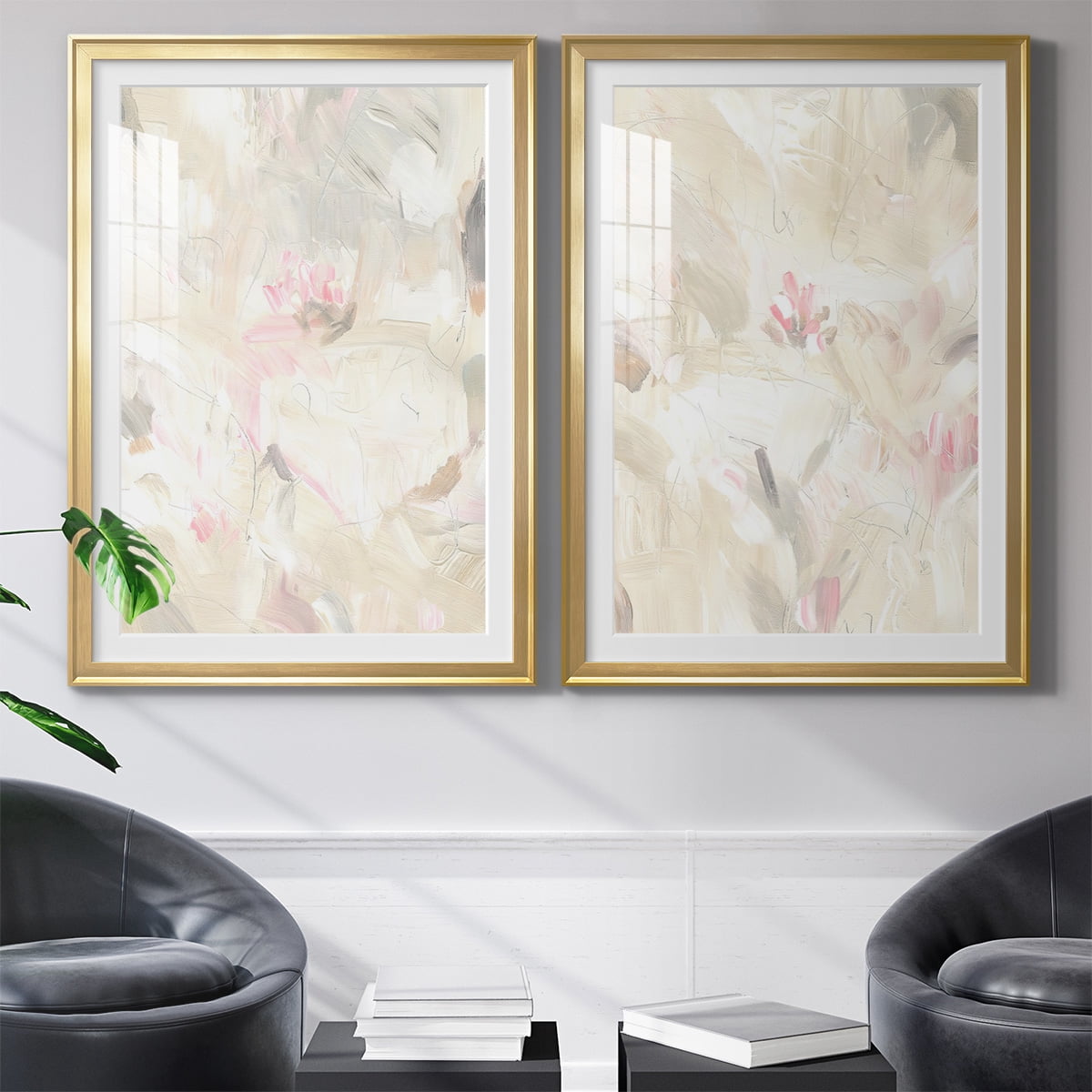 Wexford Home Soft Abstraction I Premium Framed Print, 22.5" x 30.5" - Ready to Hang, Gold (Set of 2)