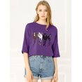 thumbnail image 2 of INSPIRE CHIC Woman's Drop Shoulder 3/4 Sleeves Horse Print Loose Tops, 2 of 4
