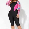 thumbnail image 5 of DHFJKG Womens Swimsuit Rash Guard One Piece Full Coverage Long Sleeve Zip Front Swimwear Floral Printed Bathing Suit For Swimming Diving Surfing Knee Length Cozy Beachwear, 5 of 7