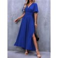 thumbnail image 4 of Women'S Summer Dresses Short Sleeve Maxi Dress Casual V Neck Flowy Sundress Blue M, 4 of 9