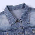 thumbnail image 5 of JOANKDMI Jean Jacket for Women Trendy Denim Button Down Collared Distressed Long Sleeve Jean Coat with Frayed Vintage Casual Shacket Outerwear for Fall Spring Everyday Wear, 5 of 8