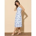 thumbnail image 4 of DARING DIVA Stylish Floral Midi Spaghetti Straps Shirred Back Dress XS Blue, 4 of 6