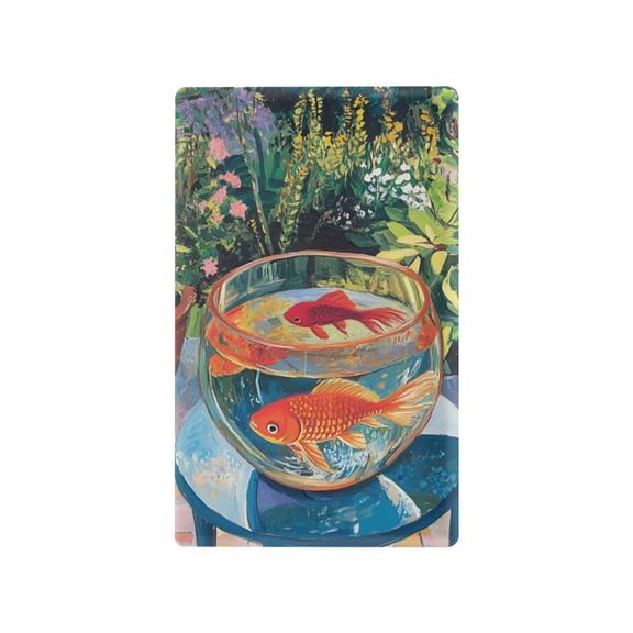 Yayeee Blank Wall Plate Cover 1-Gang 4.5"x2.7" Home Unused Decorative Outlet, Art Goldfish Bowl