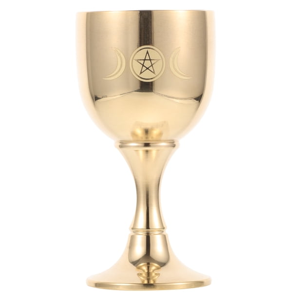 ColoMX Copa de Altar de Latón Pentagrama Copa Sagrada Copa de Agua Bendita Multiusos Copa de Vino Copa Sagrada de Bautismo