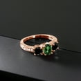 thumbnail image 3 of Gem Stone King 2.02 Ct Emerald Envy Mystic Topaz Black Diamond 18K Rose Gold Plated Silver Moissanite Ring (Size 5), 3 of 4