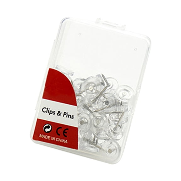 60Pcs Clear Flat Head Push Pin Round Flat Push Pins for Bulletin Board Cork Notice Board Pin Thumb Tacks Drawing Pins