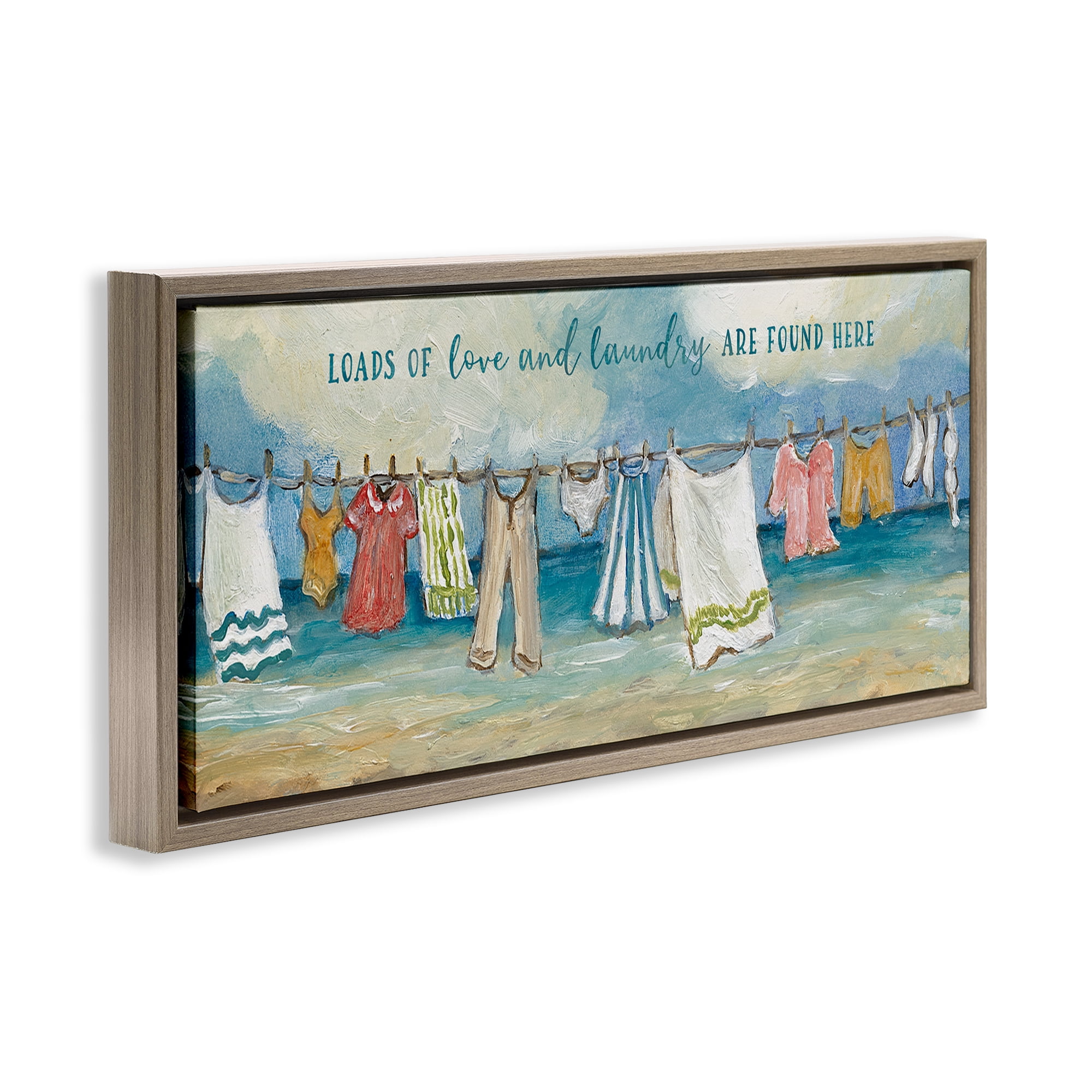 Stupell Industries Laundry By The Sea Brown Framed Floater Canvas Wall Art, design by Charlene Olson