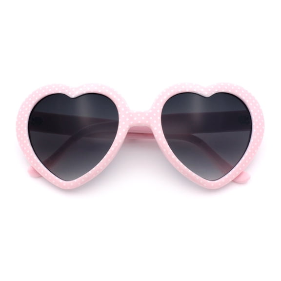 SA106 Polka Dot Print Plastic Heart Shape Cute Womens Sunglasses / Light Pink