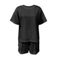 thumbnail image 3 of Lounge sets for women, Crew Neck Drop Shoulder Top and High Waist Shorts, Casual Summer 2 Piece Loungewear Set(Black,XXL), 3 of 4
