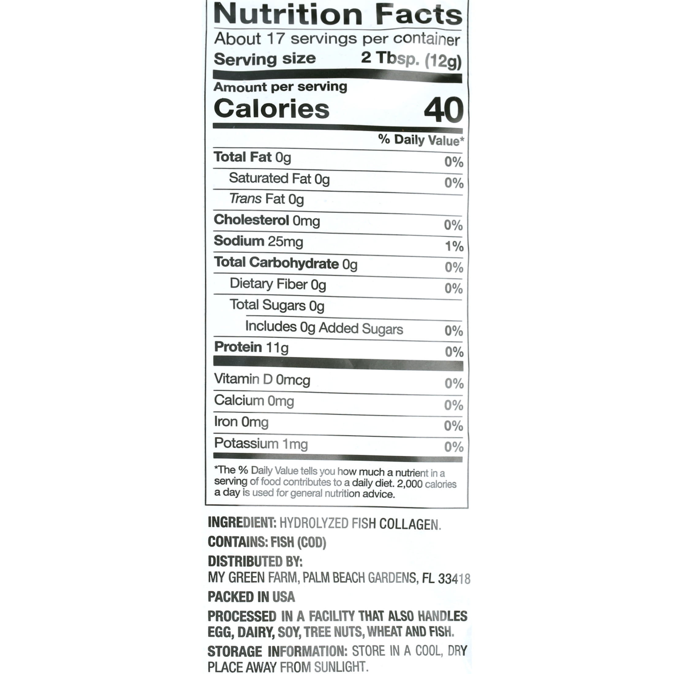 (3 pack) My Green Farm Marine Collagen Unflavored Powder Drink Mix, 7 oz (198g) – Allergen-Free, Non-GMO