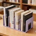 thumbnail image 5 of 4-compartment Desktop Book Holder Organizer, Sturdy Metal Book Stand, Desk Storage Rack for Books Notebooks Magazines, Neat Office Supply Organizer, 10.2*4.7*4.13in, Purple, 5 of 6