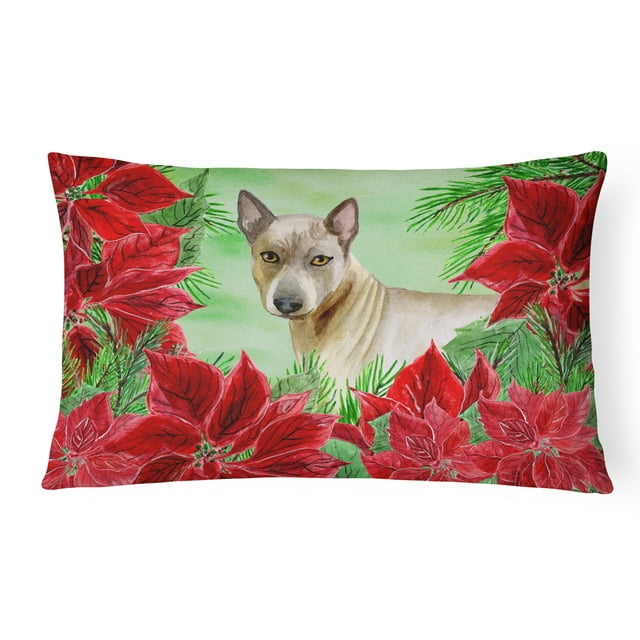 Carolines Treasures CK1328PW1216 Thai Ridgeback Poinsettas Canvas Fabric Decorative Pillow