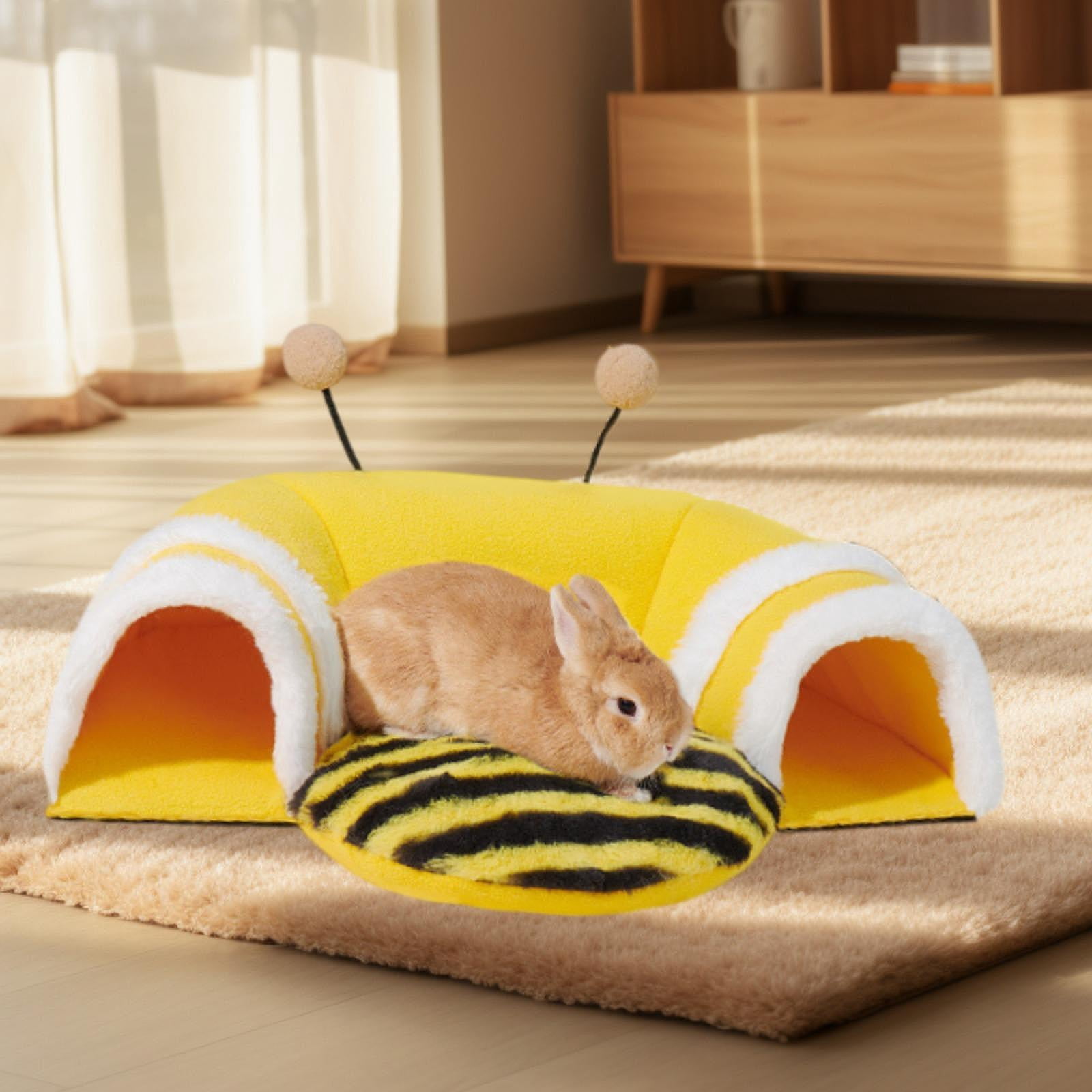balikha Guinea Pig Hideaway Hamster Tunnel Cage Accessories Autumn Winter Warm Supplies House for Small Animal Beds Rat Mice Resting , Bee Nest