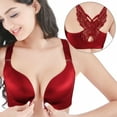 thumbnail image 3 of Lixiuxyad Front Closure Wireless Bras For Plus Size Full Coverage Seamless Back Smoothing Comfort Underwire T Shirt Bra,Bras for Women Red 42, 3 of 6