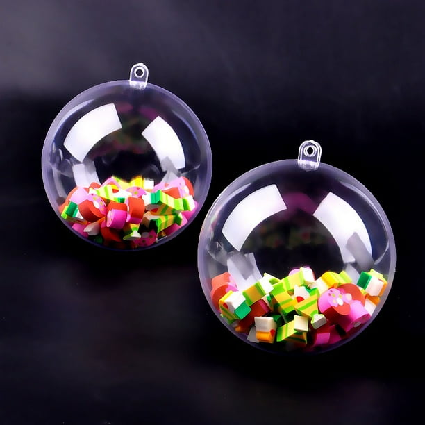 10PCS Clear Plastic Fillable Baubles Christmas Ball Ornaments DIY