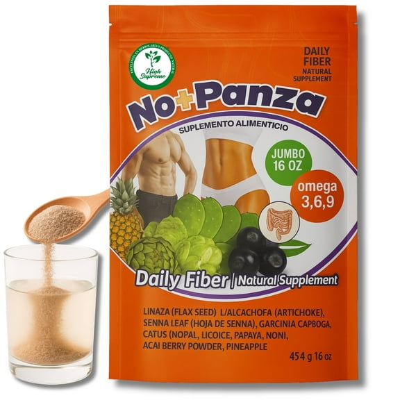 Daily Fiber Wellness Blend – Mezcla de Fibra Diaria 16 oz Natural Plant-Based Supplement,Flaxseed,Alcachofa, Garcinia,Nopal,Senna,Noni,Açaí,Piña & Omega 3-6-9,Panza(Cactus,Papaya) Bienestar Digestivo