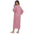 thumbnail image 3 of MAYFISH Women's 3/4 Sleeve Lightweight Bathrobes: 100% Cotton Zipper Robes with Pockets, Perfect Loungewear(Dusty Rose,M), 3 of 5