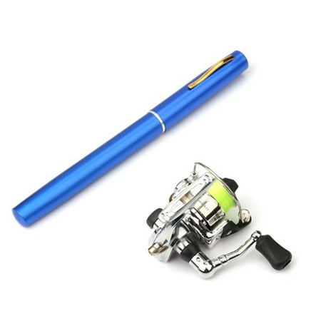1.0/1.4/1.6M Pocket Pen Baitcasting Rods Pole Fishing Reel Set Combos Pesca 1.6 Meters Blue