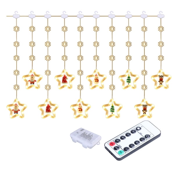 Guirnalda de luces navideñas con forma de copo de nieve, color blanco cálido, para fiestas y dormitorios. Batería